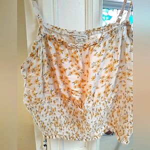 American Eagle Ruffle Edge Floral Crop T Camisole Top Tee Sz L Junior Pre-Loved